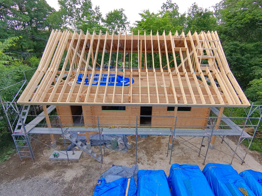 屋根骨組みが立ち上がる