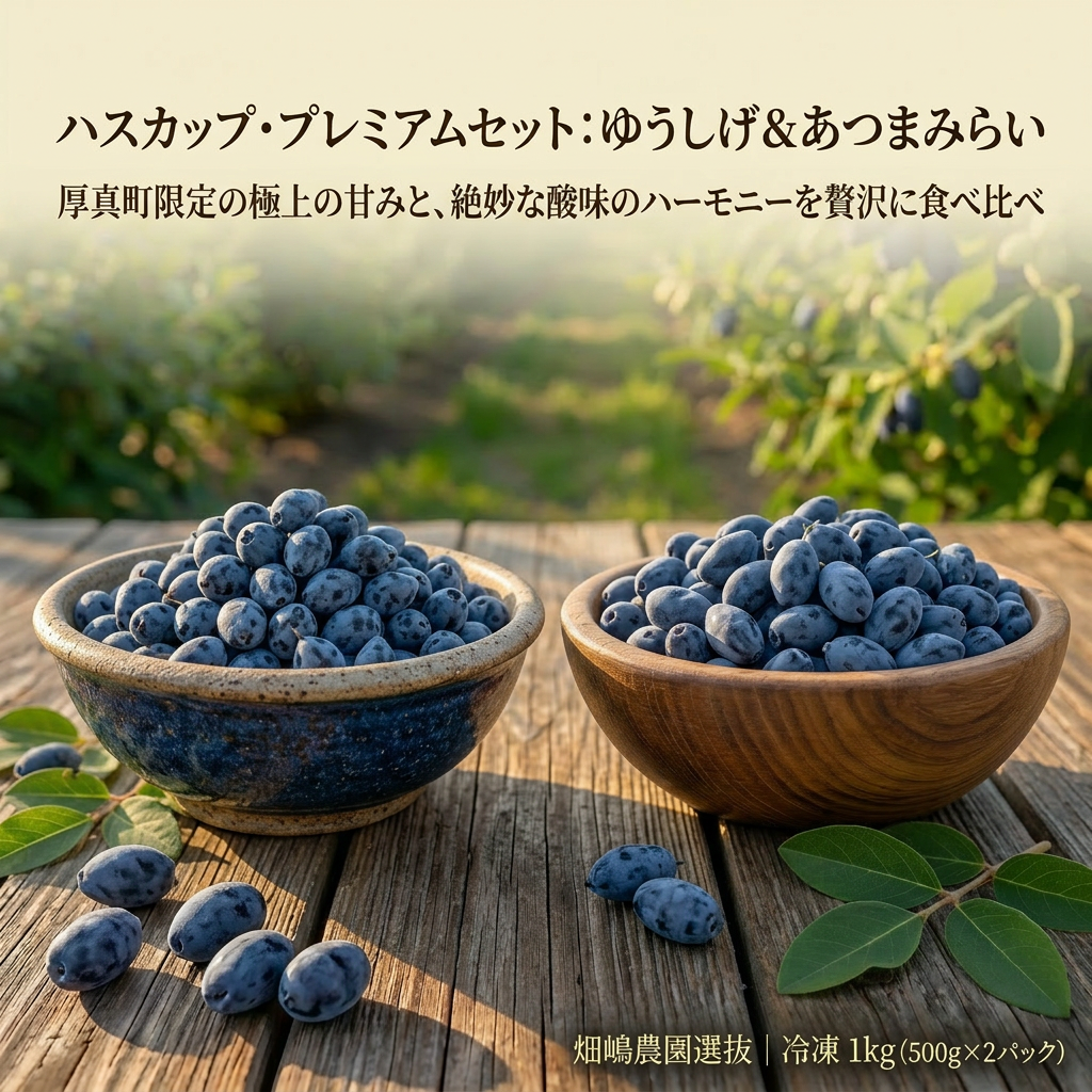 ハスカップ2種食べ比べセット 1kg（あつまみらい・ゆうしげ 各500g / 北海道厚真町・畑嶋ハスカップ農園産）